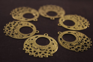 Филигранные элементы круг с отверстием 6 шт под античную бронзу